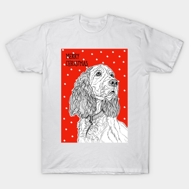 Spaniel Christmas Greeting T-Shirt by AdamRegester